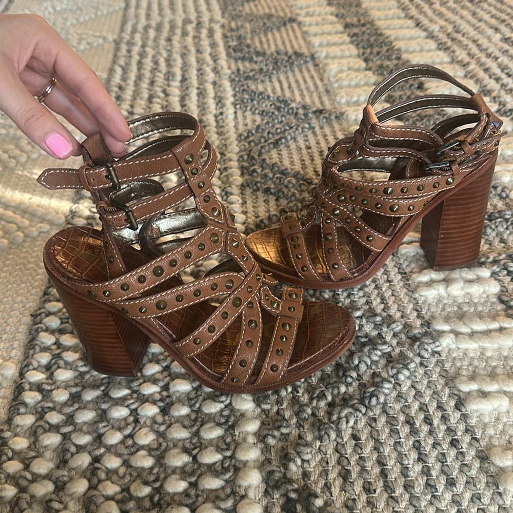 Sam Edelman Studded Brown Strappy Heels